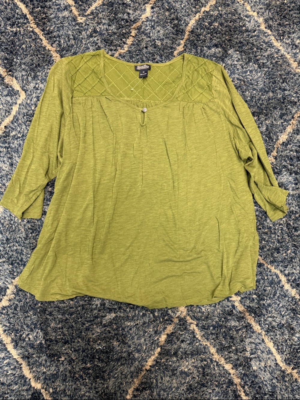 Lucky Brand Olive Green Scoop Neck Tunic Top 3/4 sheeve size 3X - Picture 7 of 9